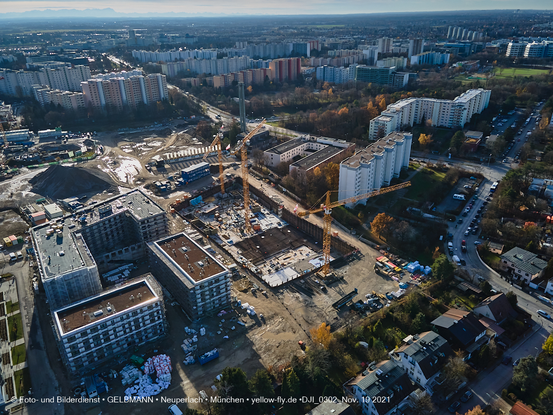 19.11.2021 - Luftbilder von der Baustelle Alexisquartier und Pandion Verde in Neuperlach 19.11.2021 - Luftbilder von der Baustelle Alexisquartier und Pandion Verde in Neuperlach